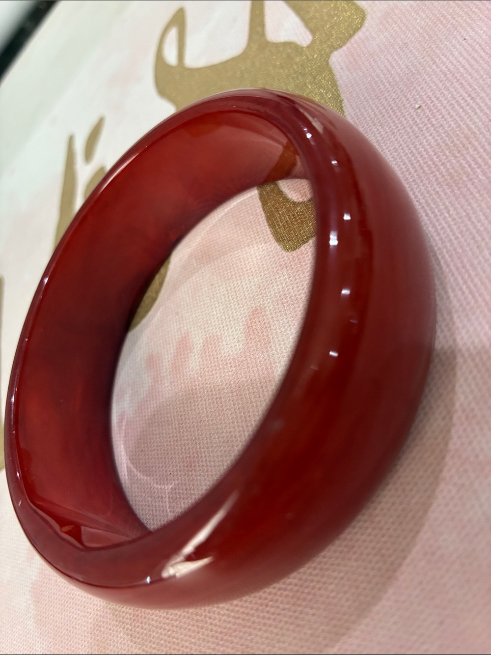 Deep Red Brown Marble Resin Bangle Bracelet